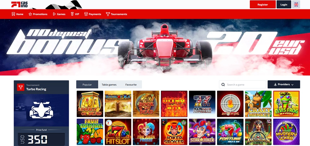 F1 Casino homepage