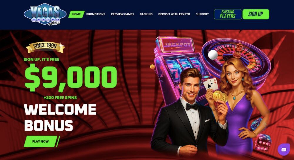 VegasCasino online homepage