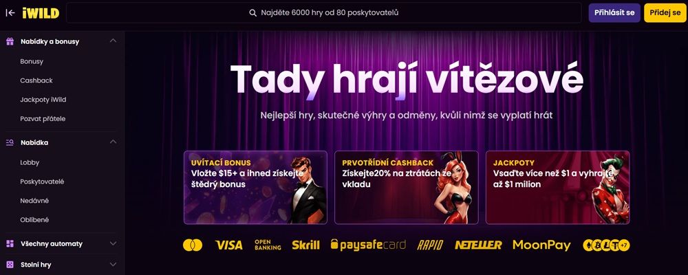 iWild casino homepage